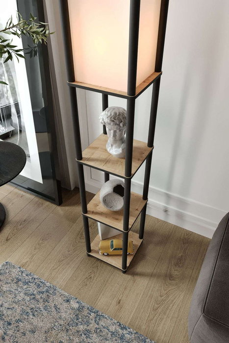 Opviq TierShelfLampz3 Lámpara de pie de Papel Kraft y MDF - Roble Opviq TierShelfLampz3 Lámpara de pie de Papel Kraft y MDF - Roble